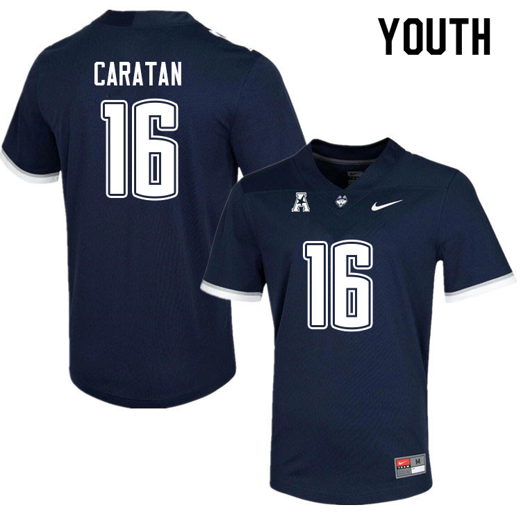 Youth #16 George Caratan Uconn Huskies College Football Jerseys Sale-Navy - Click Image to Close